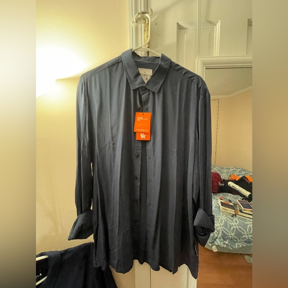 YoungLA - Scarface Viscose Shirt - Large - Navy